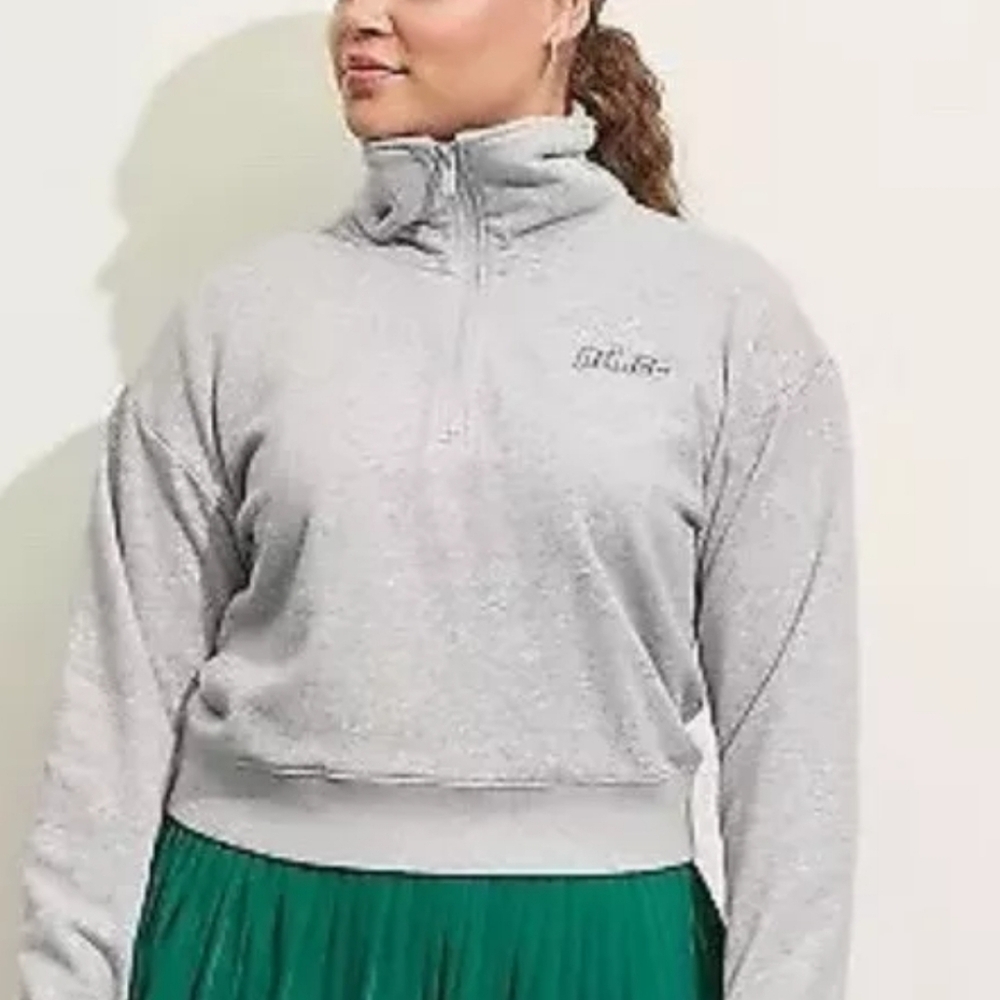 Prince Pickleball Women's Cropped 1/4 Zip Pullover Sweatshirt Gray Size